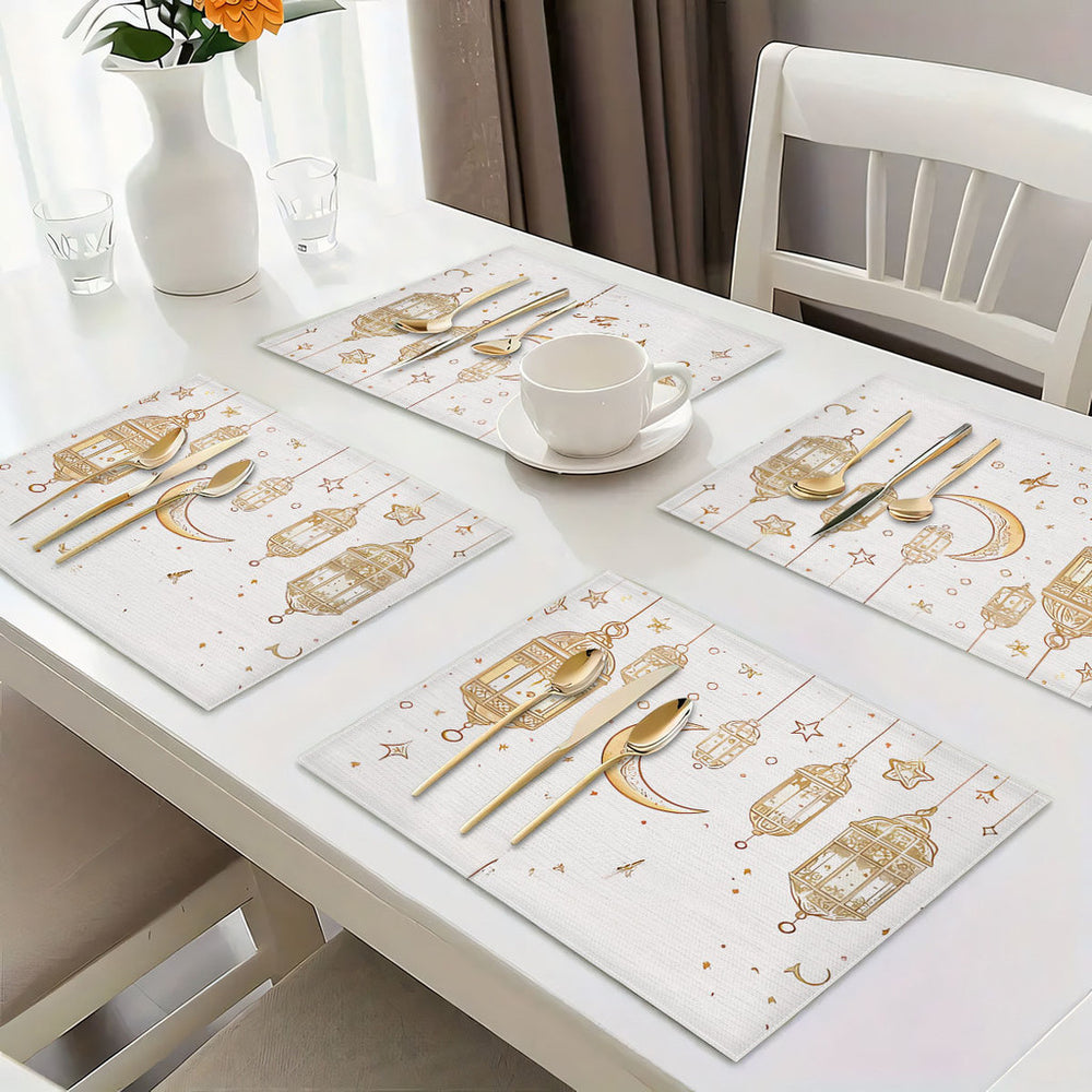 Bter Home Tatakan Piring Placemat PVC Premium Lentera Bulan Sabit Gold Anti Air - image 6
