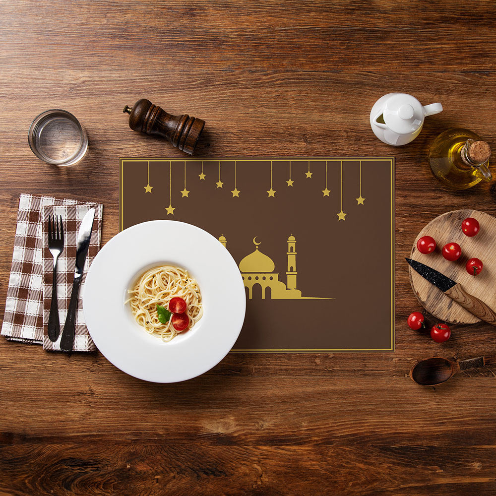 Bter Home Tatakan Piring Placemat PVC Premium Masjid Bintang Gantung Anti Air