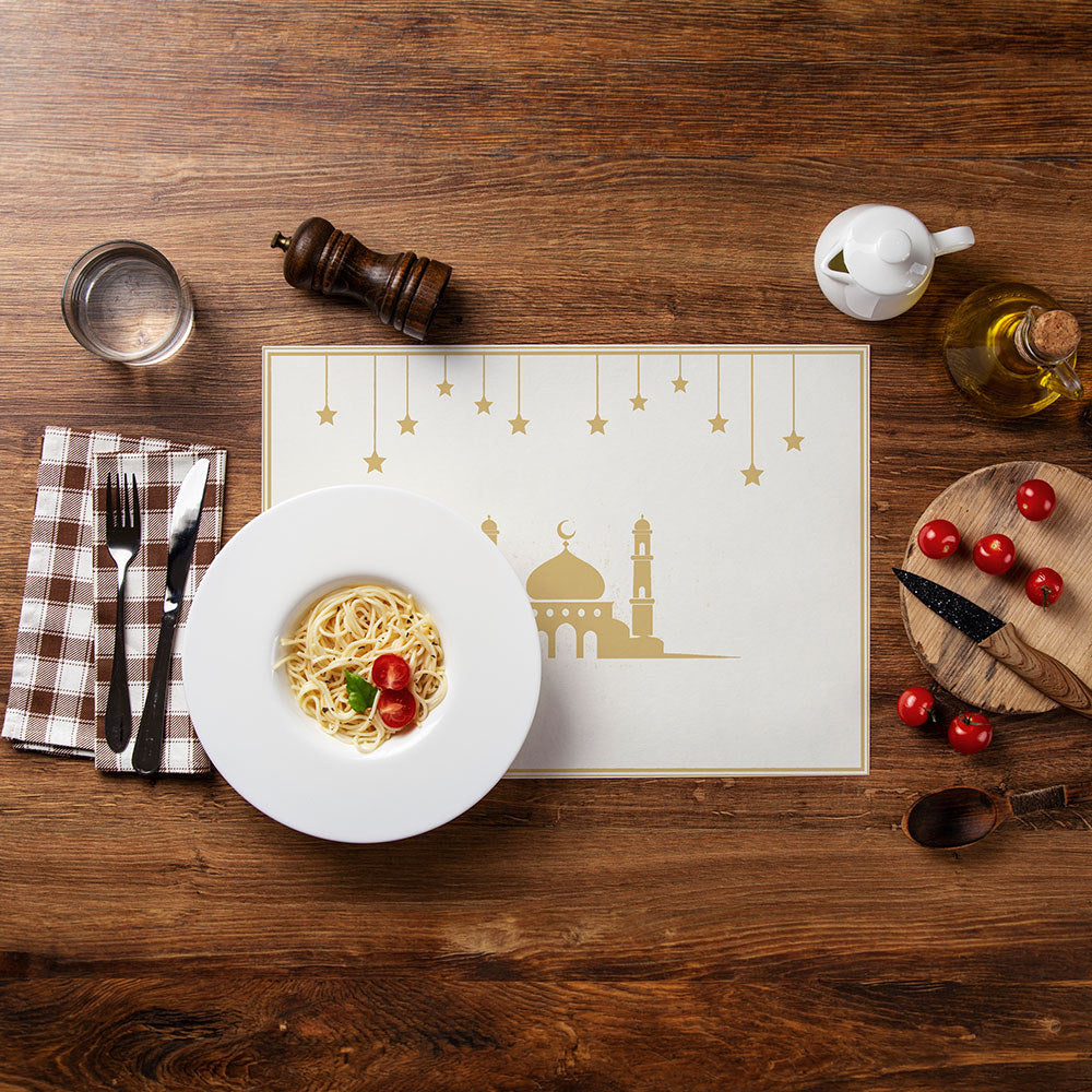 Bter Home Tatakan Piring Placemat PVC Premium Masjid Bintang Gantung Anti Air