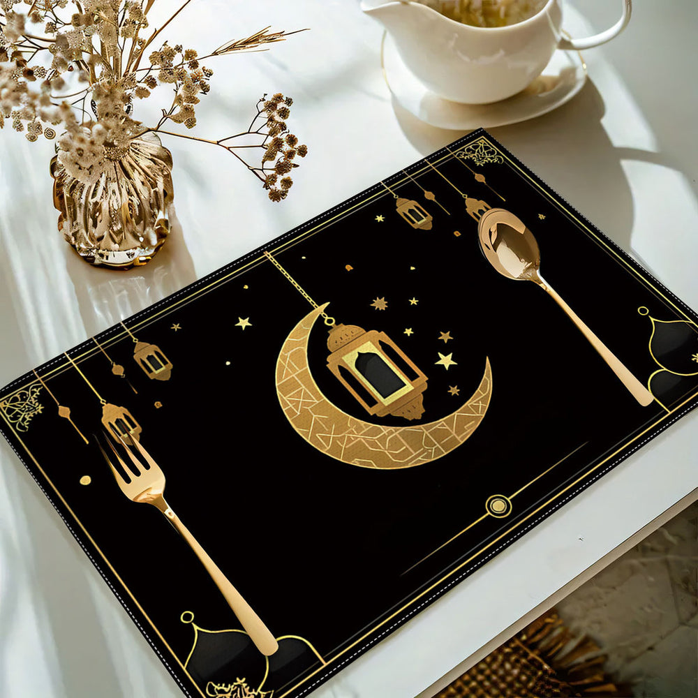 Bter Home Taplak Meja Placemat PVC Premium Ramadan Idul Fitri Motif Bulan Sabit Lentera Series - image 2