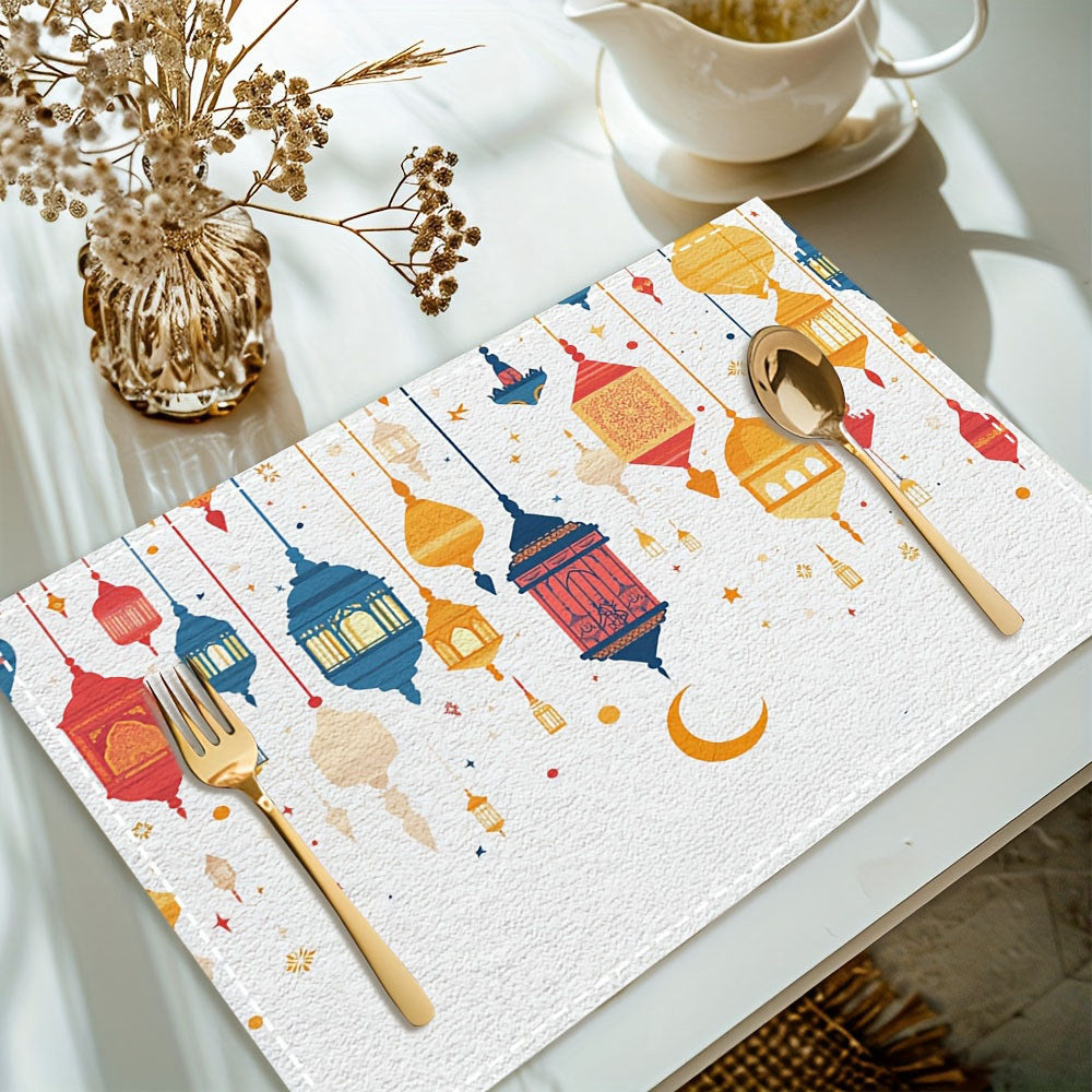 Bter Home Taplak Meja Placemat PVC Premium Ramadan Idul Fitri Colorful Lantern White Anti Air - image 8