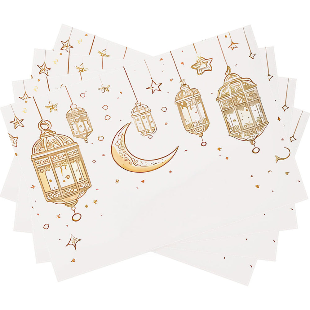 Bter Home Tatakan Piring Placemat PVC Premium Lentera Bulan Sabit Gold Anti Air - image 5