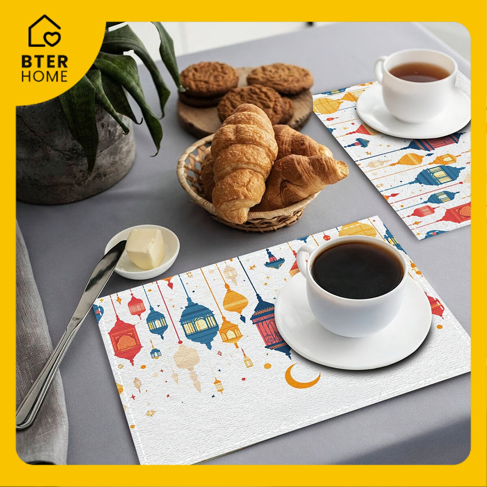 Bter Home Taplak Meja Placemat PVC Premium Ramadan Idul Fitri Colorful Lantern White Anti Air - BH5113