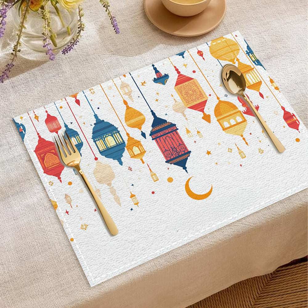 Bter Home Taplak Meja Placemat PVC Premium Ramadan Idul Fitri Colorful Lantern White Anti Air - image 7