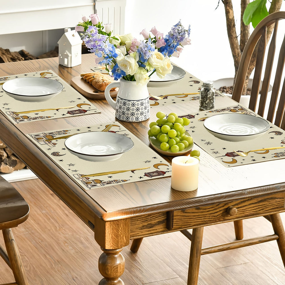 Bter Home Taplak Meja Placemat PVC Premium Ramadan Mosque Beige Gold Anti Air - image 3