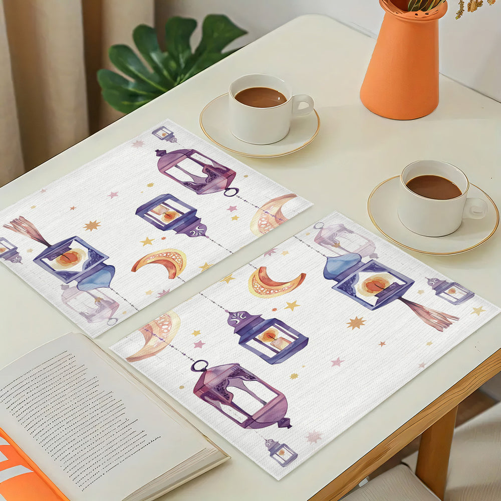 Bter Home Taplak Meja Placemat PVC Premium Ramadan Idul Fitri Pastel Lantern Purple Cute - image 3