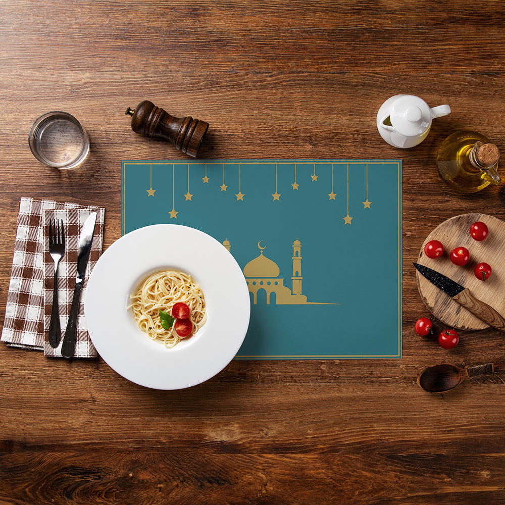 Bter Home Tatakan Piring Placemat PVC Premium Masjid Bintang Gantung Anti Air