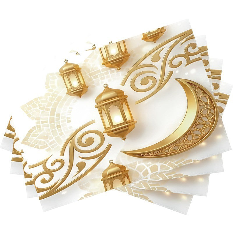 Bter Home Tatakan Piring Placemat PVC Premium Lentera Bulan Sabit Gold Anti Air - image 5